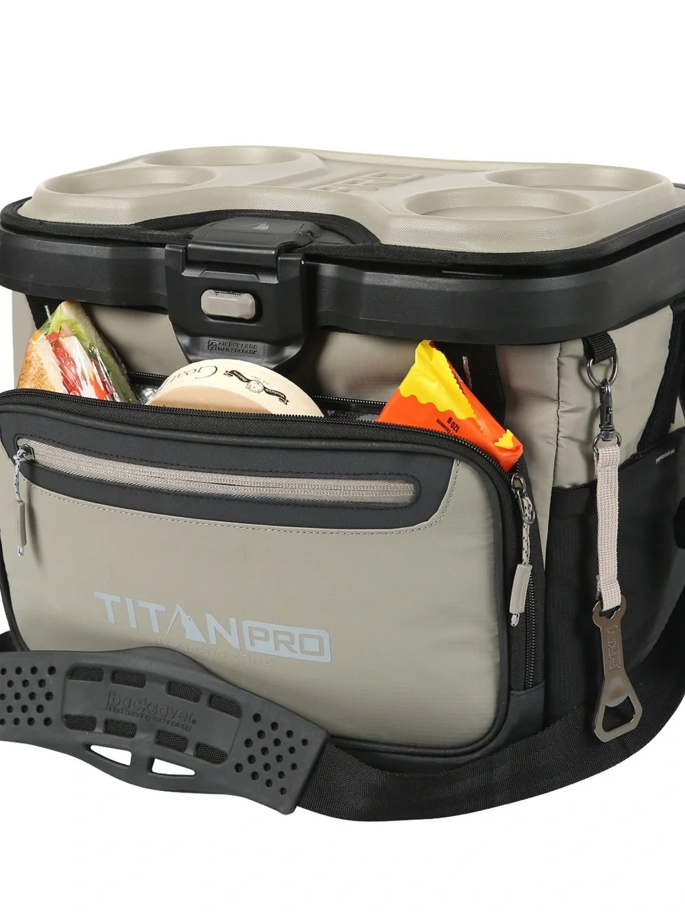 Titan Pro Cooler 40 Can Iceless Zipperless in Taupe Gray and Black